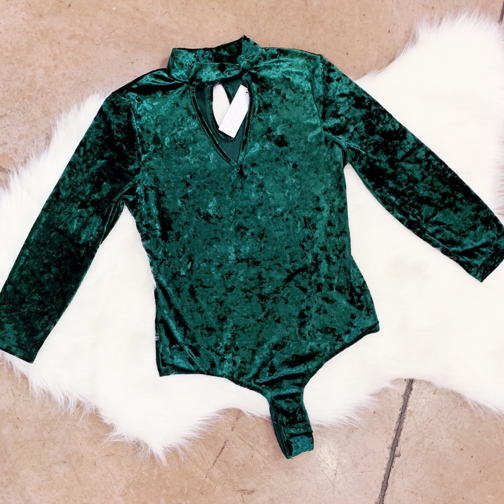 Velvet Choker Bodysuit, XS